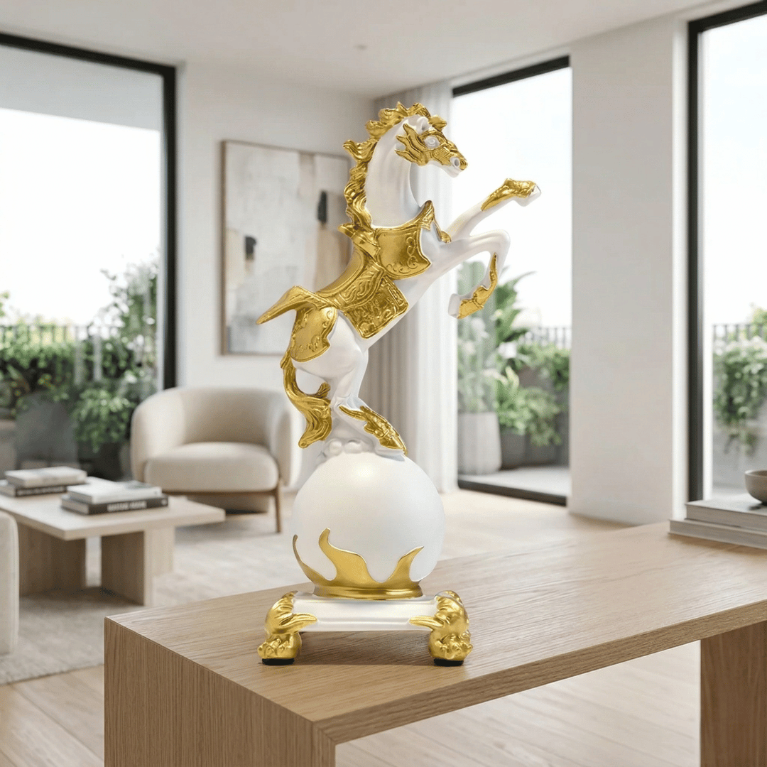 WORLD CONQUEROR | Rearing Horse Globe Sculpture