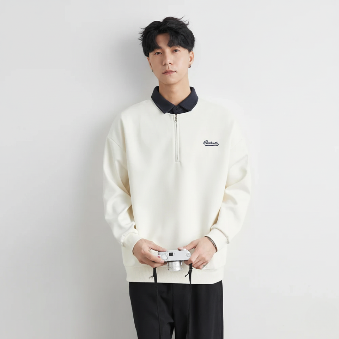 Vintage Color Blocking Polo Sweatshirt