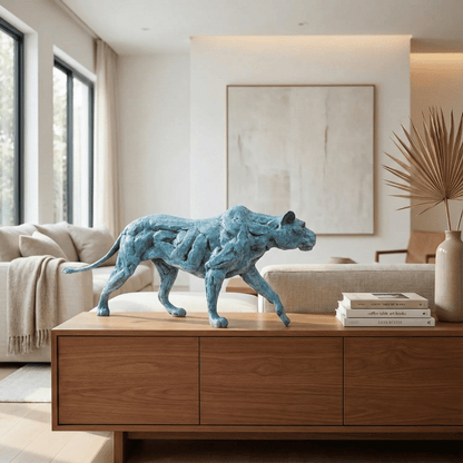 STRIDING PANTHER SCULPTURE | Oxidized Bronze