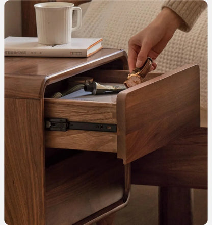 Nordic Walnut - Two-Drawer Nightstand in Solid Walnut