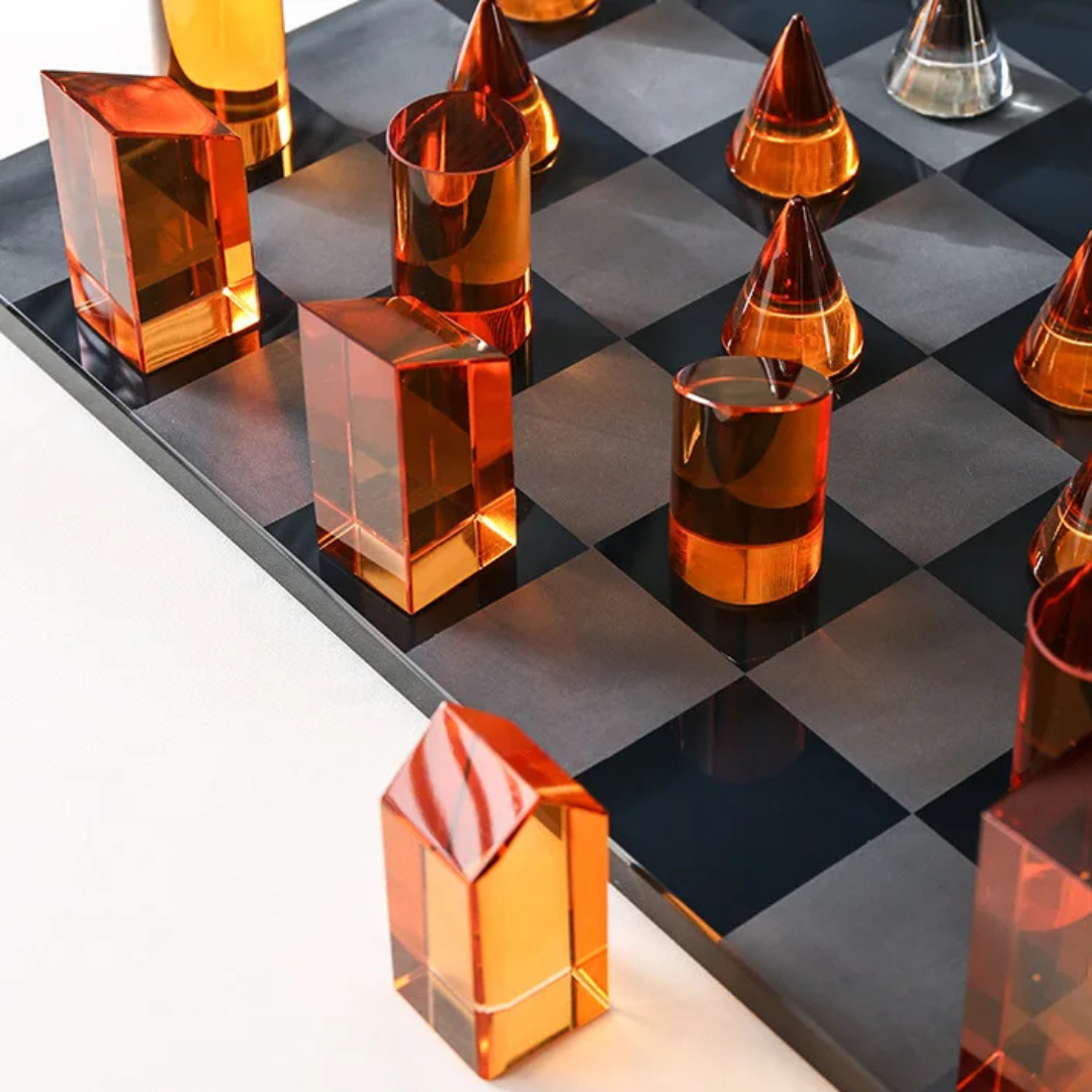 Geometric Crystal Chess Set Display