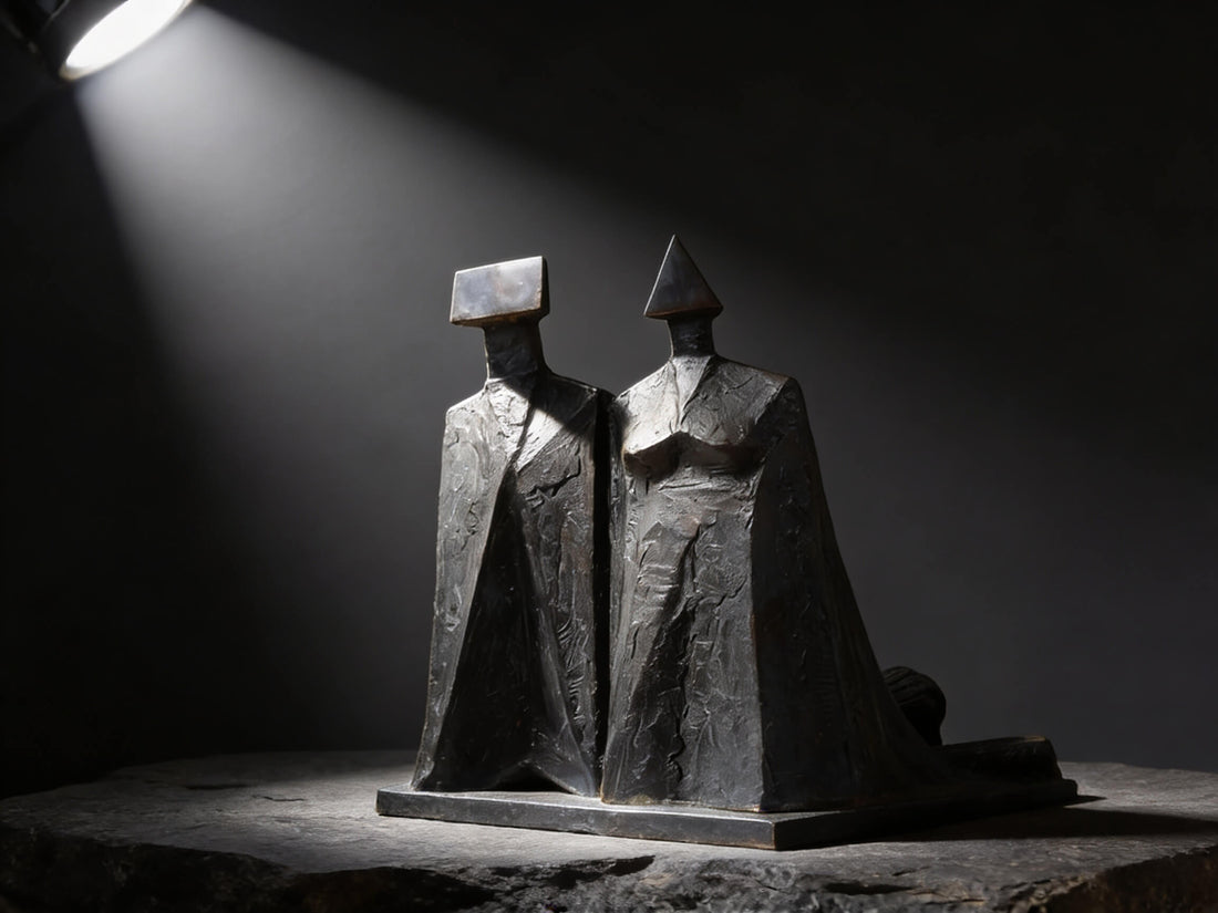 Abstract Cloaked Figures Bronze Sculpture