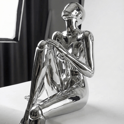 CHROME REVERIE | Seated Figure Sculpture