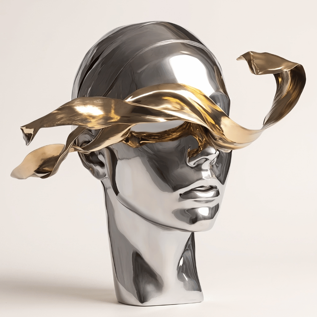 Silver Electroplated Flowing Portrait Sculpture