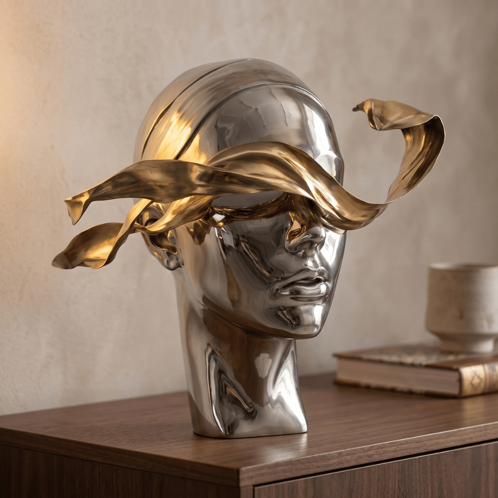 Silver Electroplated Flowing Portrait Sculpture