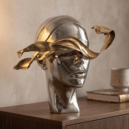 Silver Electroplated Flowing Portrait Sculpture
