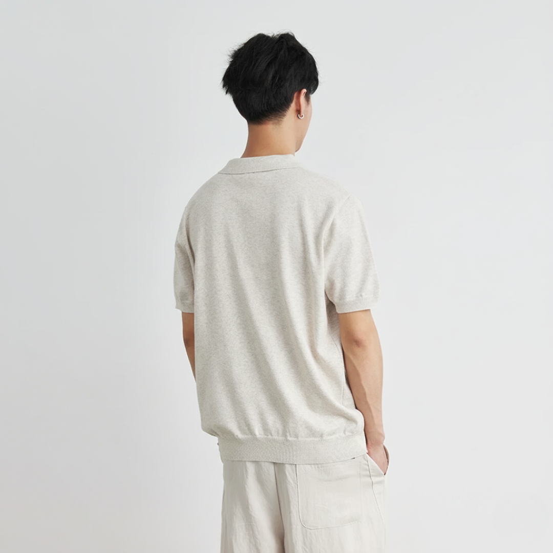 Woven Lapel Polo Shirt