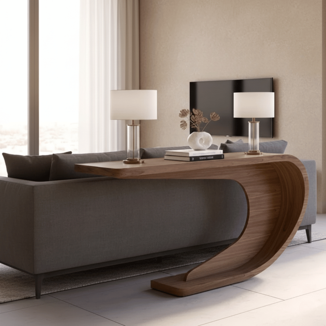 The Ribbon - Sculptural Walnut Console Table