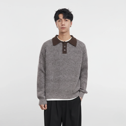 Retro Henley Collar Sweater