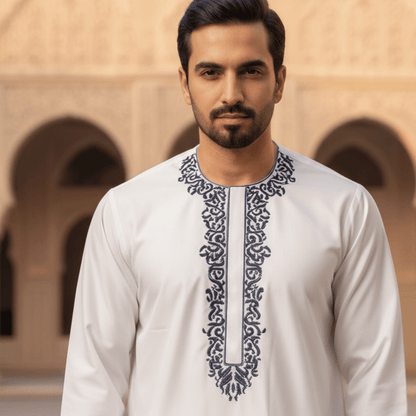 Moseles Men’s Embroidered Jubba Thobe – Long Sleeve
