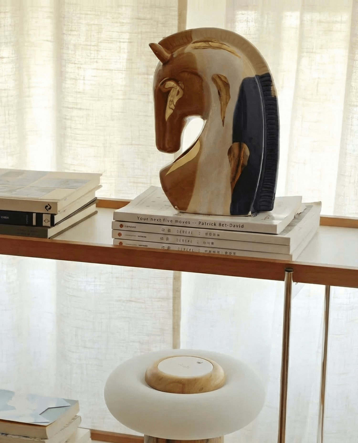 Tricolor Elegance - Abstract Ceramic Horse Sculpture