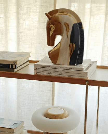 Tricolor Elegance - Abstract Ceramic Horse Sculpture