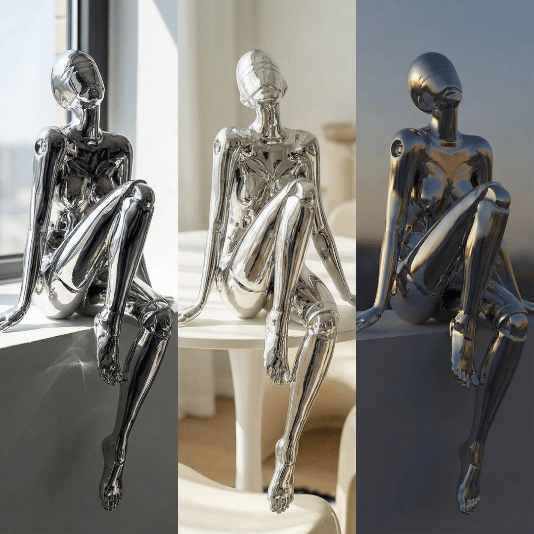CHROME REVERIE | Seated Figure Sculpture