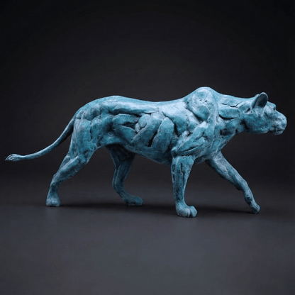 STRIDING PANTHER SCULPTURE | Oxidized Bronze