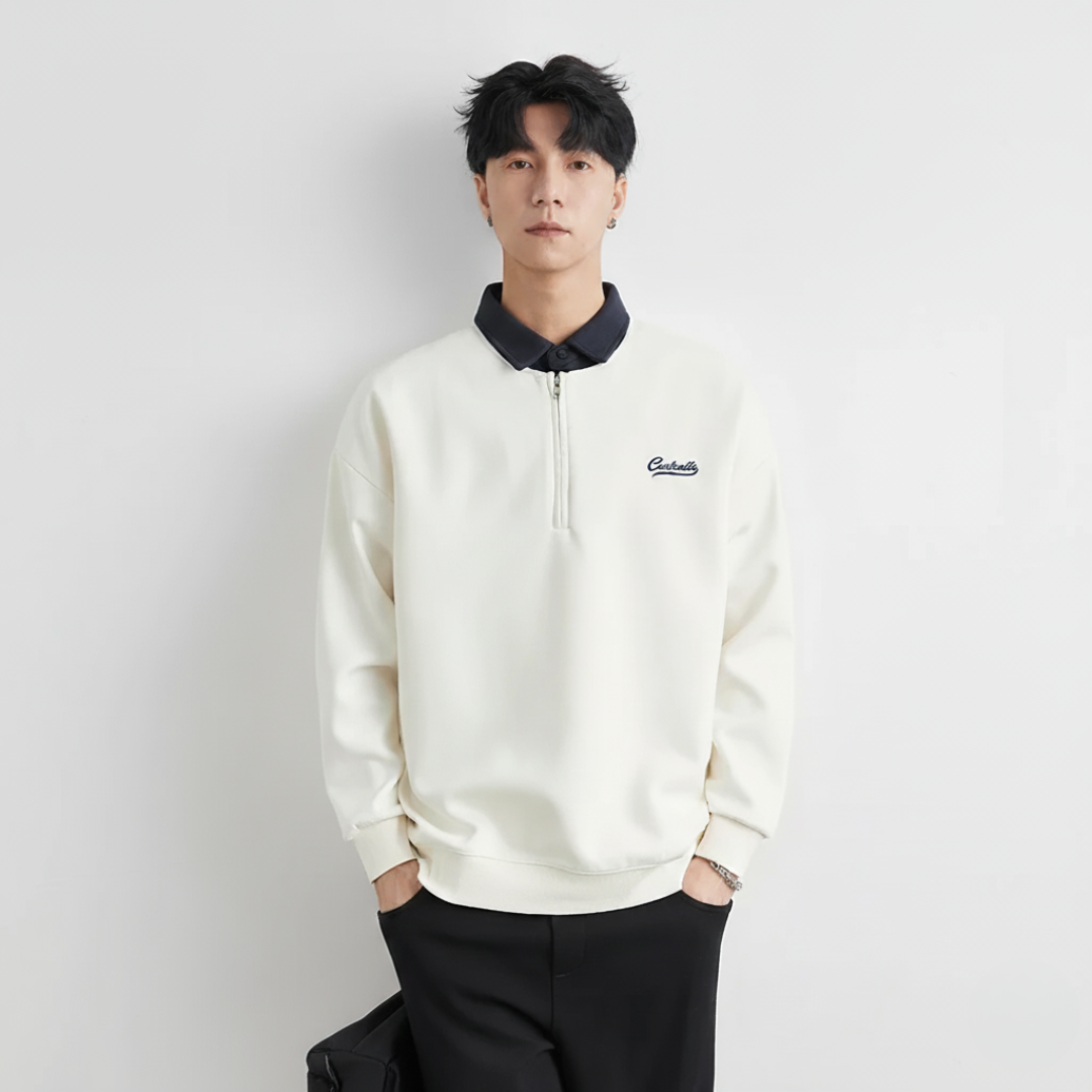 Vintage Color Blocking Polo Sweatshirt