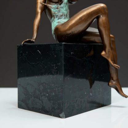 CONTEMPLATIVE FIGURE | Bronze on Marble