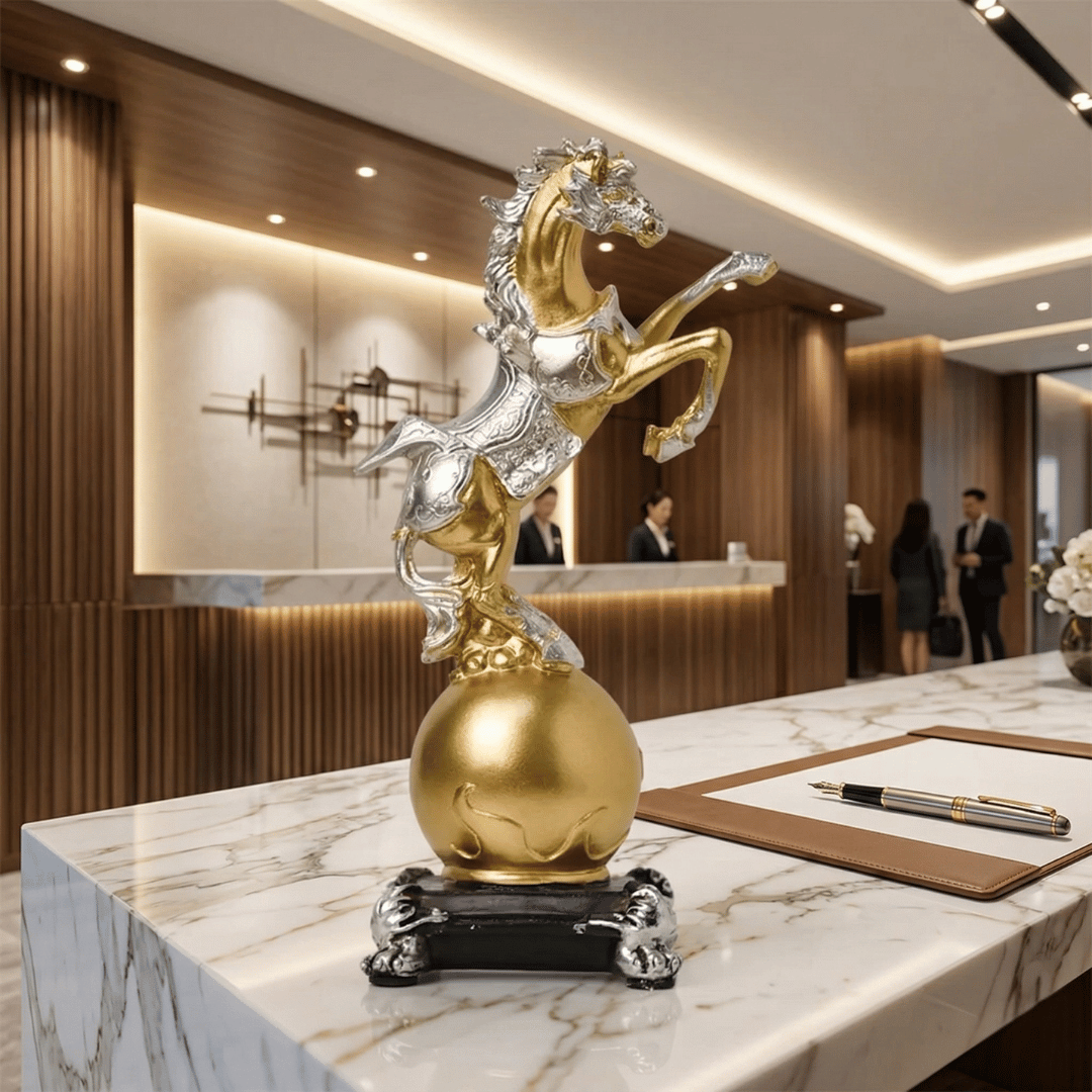 WORLD CONQUEROR | Rearing Horse Globe Sculpture