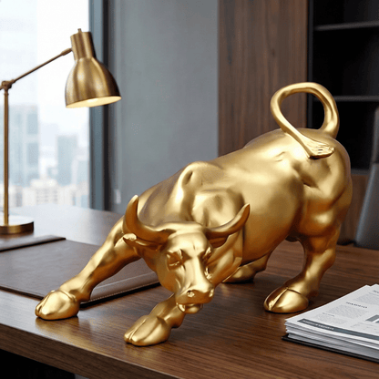 Wall Street Bull Desk Statue : Symbol da Forza e Prosperitad