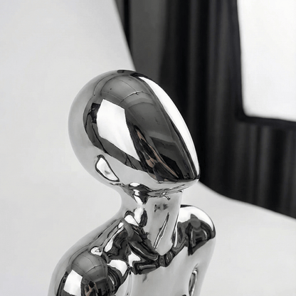 CHROME REVERIE | Seated Figure Sculpture