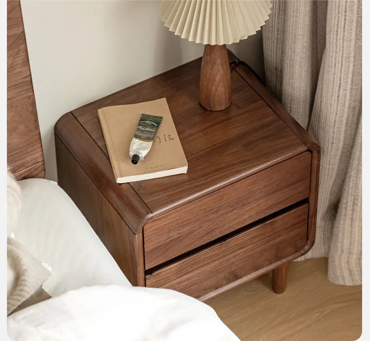 Nordic Walnut - Two-Drawer Nightstand in Solid Walnut