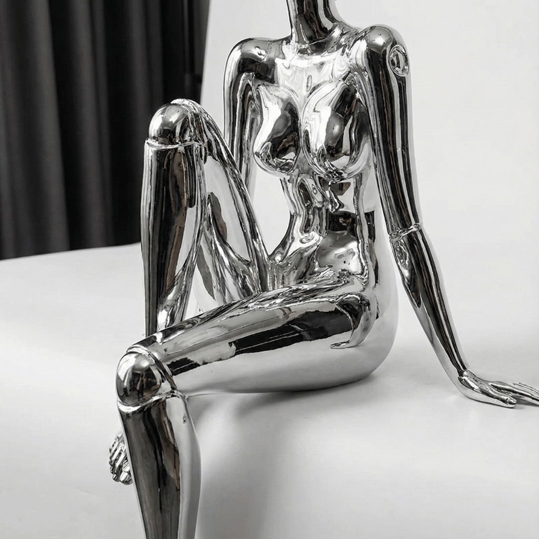 CHROME REVERIE | Seated Figure Sculpture