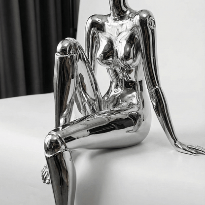 CHROME REVERIE | Seated Figure Sculpture