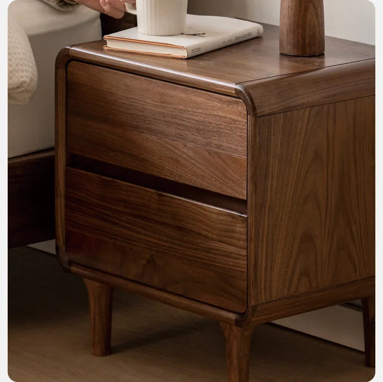 Nordic Walnut - Two-Drawer Nightstand in Solid Walnut