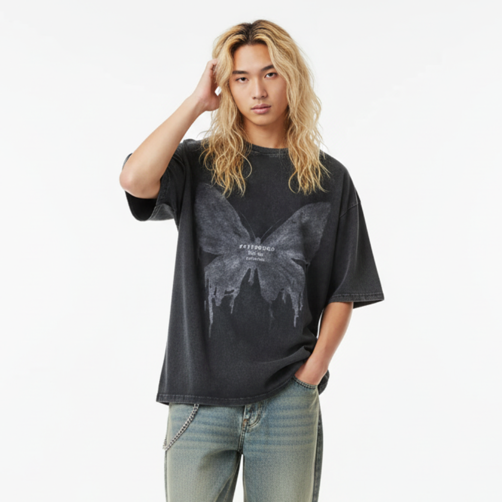 240G Cotg vintage Harajuku Acid Wash Camisa