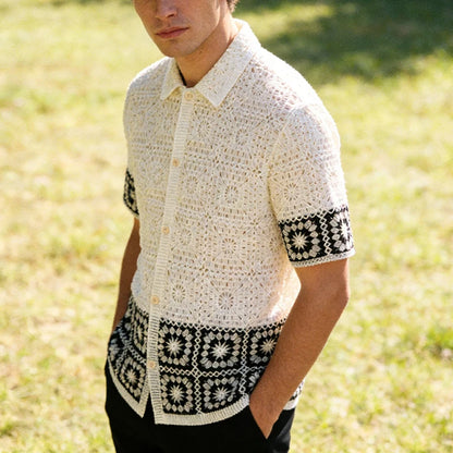 Geometric Openwork Knit Shirt