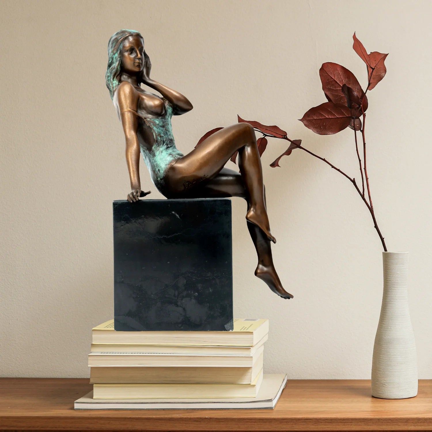 CONTEMPLATIVE FIGURE | Bronze on Marble