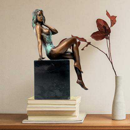 CONTEMPLATIVE FIGURE | Bronze on Marble