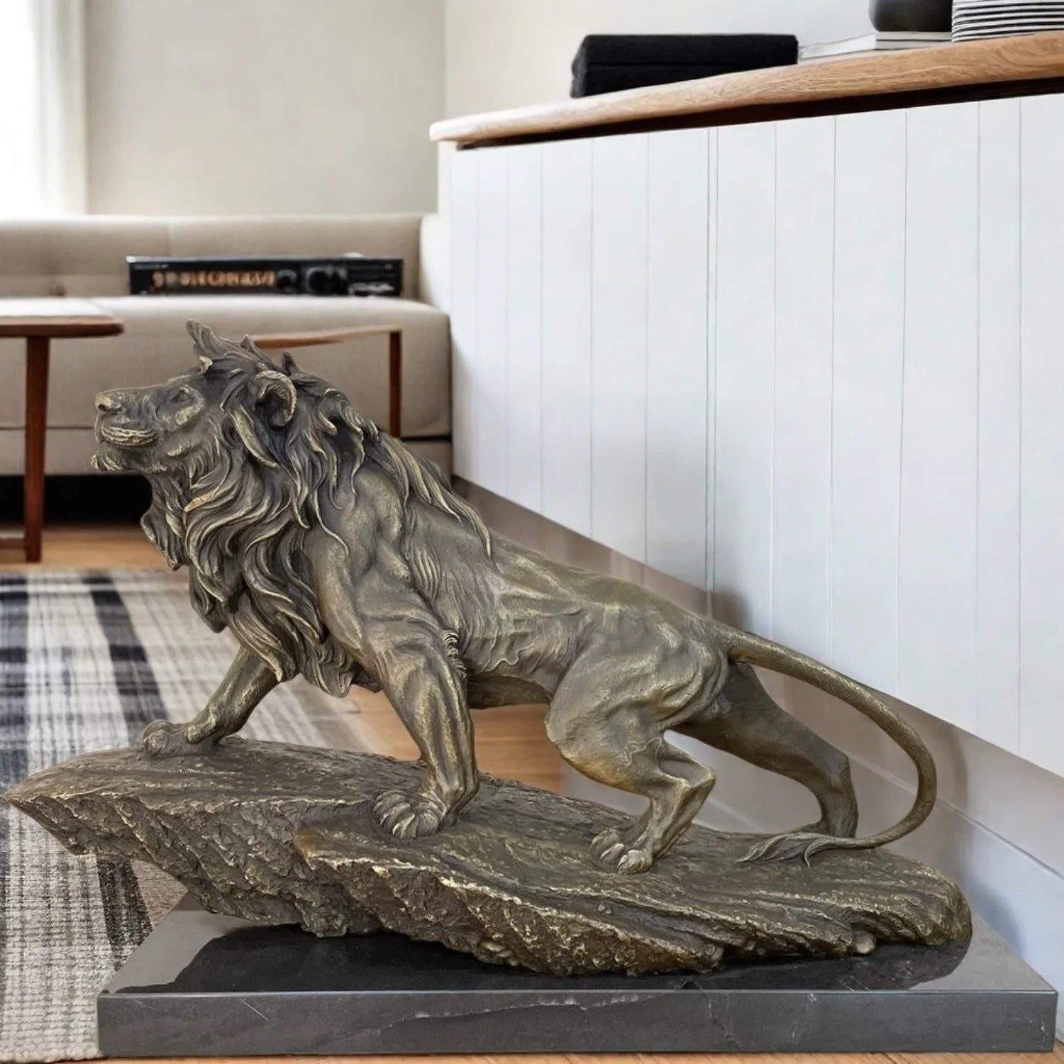 The Majesty - Bronze Lion Sculpture on Marble Base