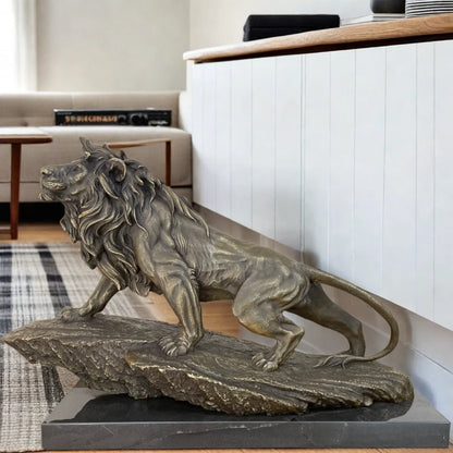 The Majesty - Bronze Lion Sculpture on Marble Base