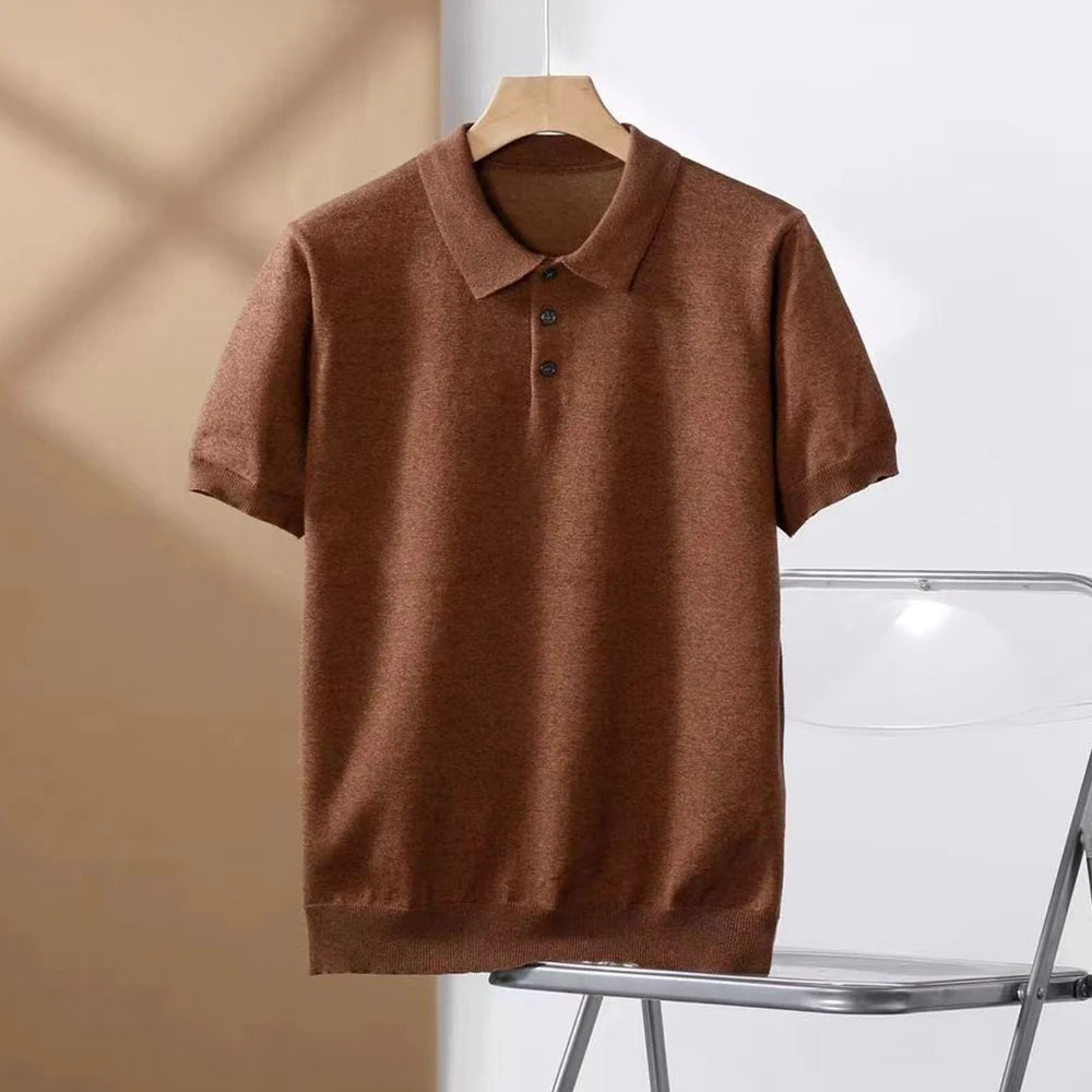 Woven Lapel Polo Shirt