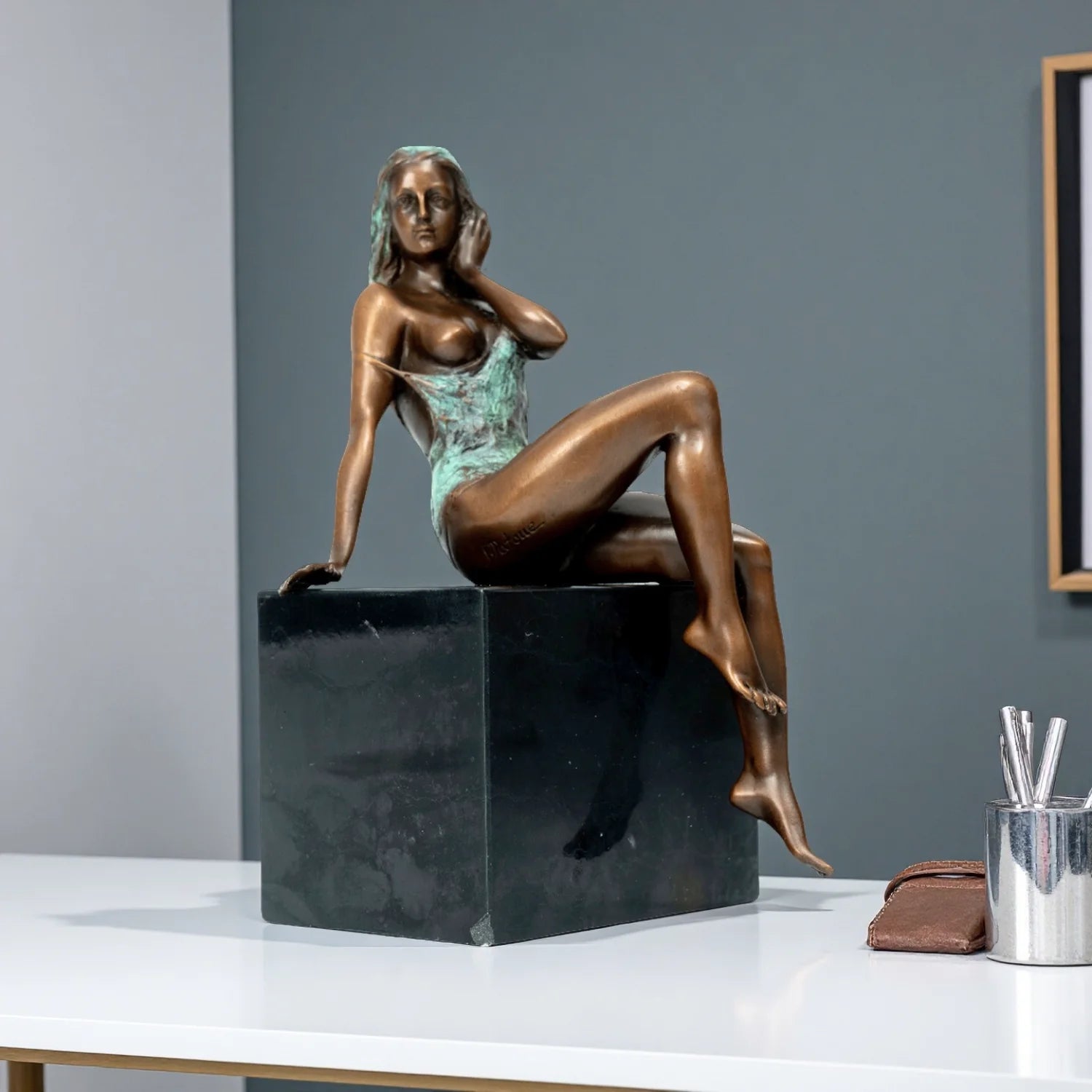 CONTEMPLATIVE FIGURE | Bronze on Marble