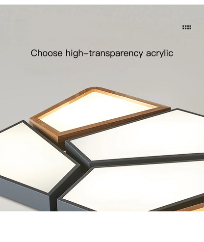 Geometra - Nordic Style Geometric Ceiling Light with Wood Finish