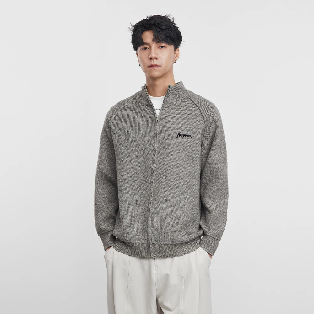 Collar Knitted Zipper Cardigan