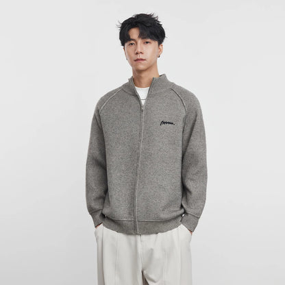 Collar Knitted Zipper Cardigan