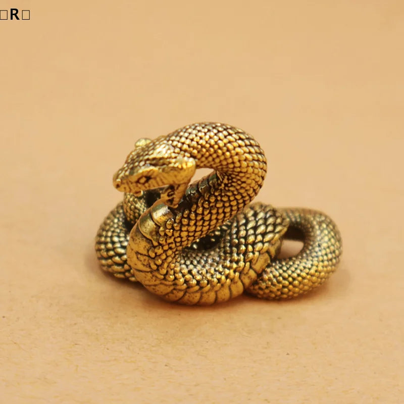 Miniature Brass Coiled Snake Sculpture
