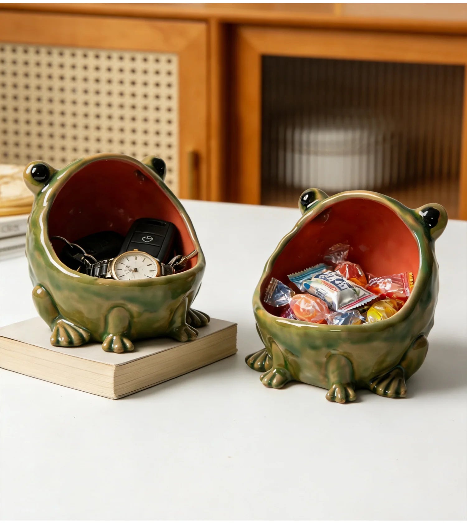 Enameled Ceramic Frog Storage Bowl
