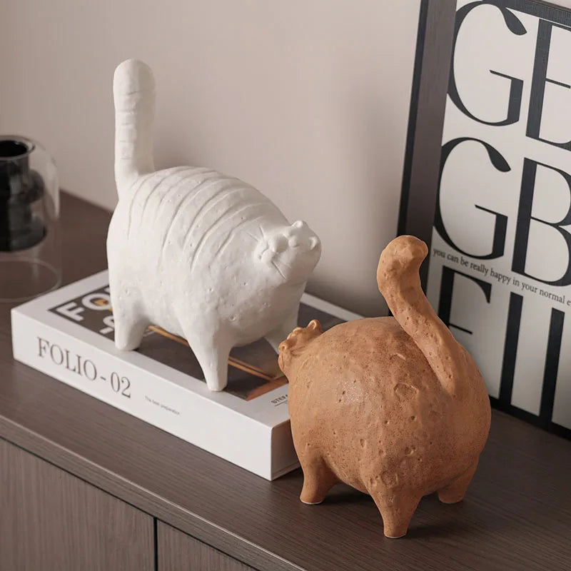 Ceramic Fat Cat Sculpture