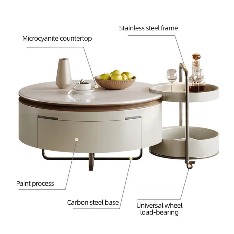 TABLE WITH ROTATING STORAGE DRAWERS | Italian Minimalist Design