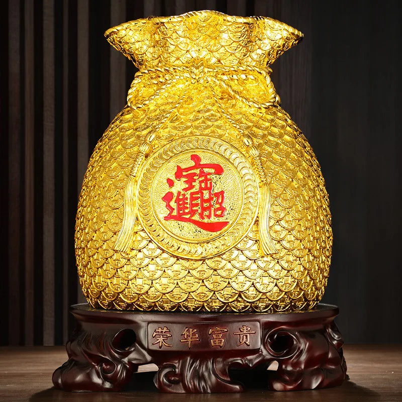 WEALTH VESSEL | Golden Money Bag Sculpture