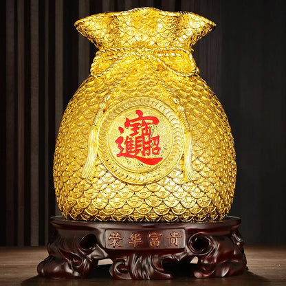 WEALTH VESSEL | Golden Money Bag Sculpture