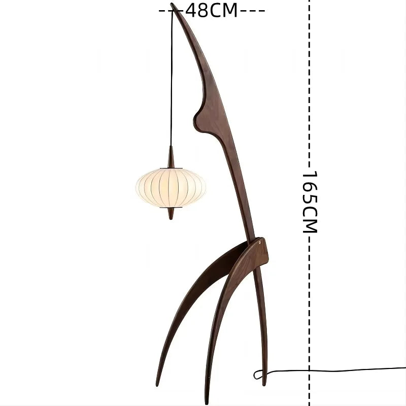 Walnut Wood Japanese-Style Floor Lamp