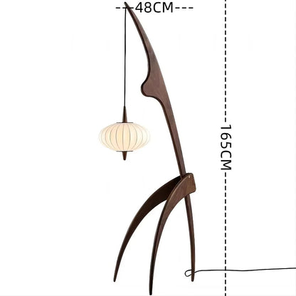 Walnut Wood Japanese-Style Floor Lamp