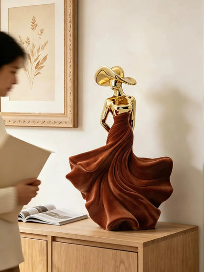 Electroplated Flocked Figure Sculpture