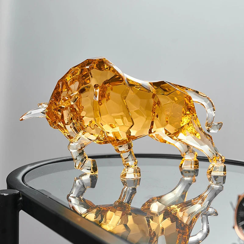 FACETED CRYSTAL BULL SCULPTURE