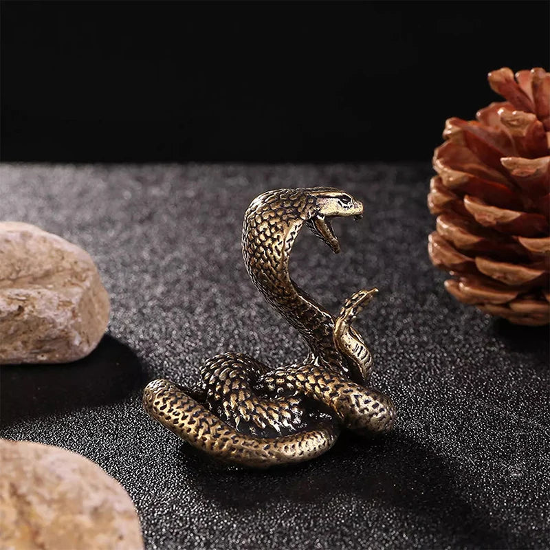 Miniature Brass Cobra Sculpture