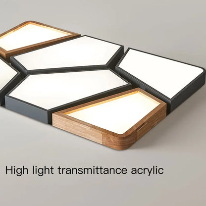 Geometra - Nordic Style Geometric Ceiling Light with Wood Finish